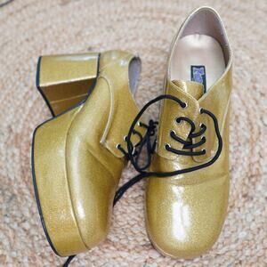 Funtasma Gold Glitter Platform Oxfords US 12 13